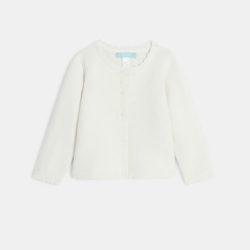 سترة جيليه فاخرة منسوجة بالتريكو، باللون البني الفاتح، للفتيات الصغيرات.